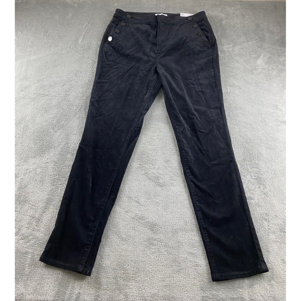 LOFT The Skinny High Rise Black Velvet Pants Size 32